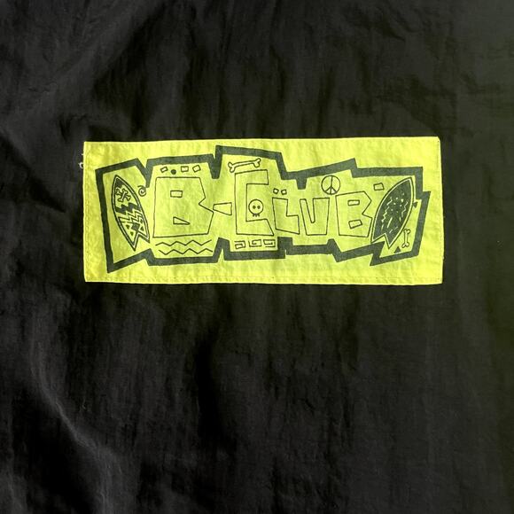 Vtg 80s 90s B-Club Baseball Jacket S/M Black Neon Yellow Coat Snap Baseball - Picture 5 of 12